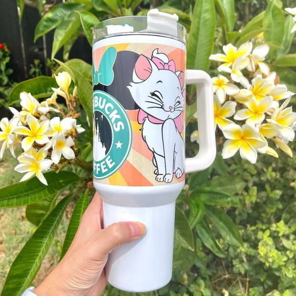 Disney Starbucks The Aristocats Marie 40 oz Tumbler/Water bottle/Mug wit… - Picture 5 of 8
